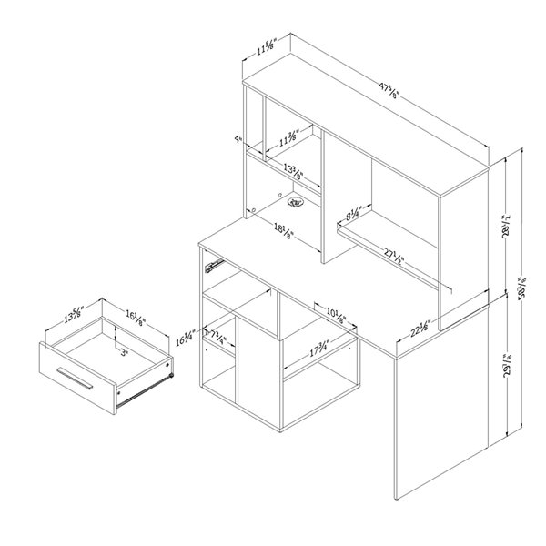 South Shore Furniture Annexe 10.12in Brown Modern/Contemporary