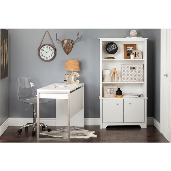 South Shore Furniture Vito Pure White Composite 3-shelf Standard Bookcase