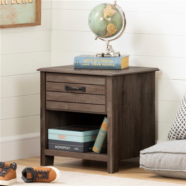 South Shore Furniture Ulysses Fall Oak 1-Drawer Nightstand
