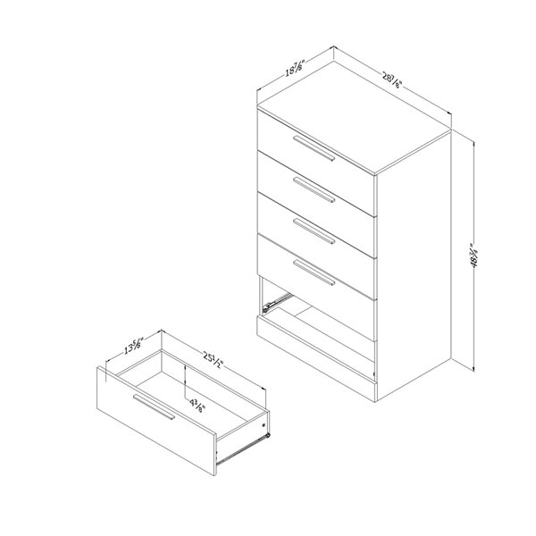 South Shore Furniture Step One Essential Gray Oak 5-Drawer Standard Chest