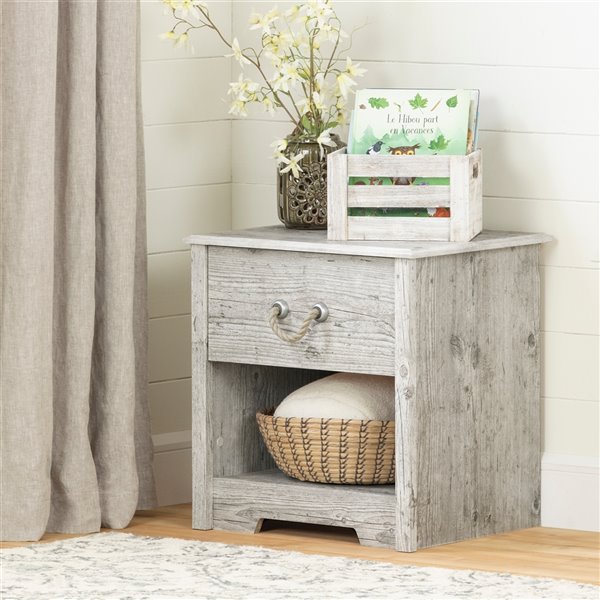 South Shore Furniture Aviron Seaside Pine 1-Drawer Nightstand