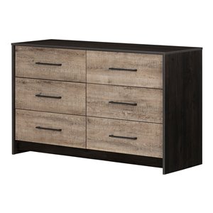 South Shore Furniture Londen Weathered Oak and Ebony 6-drawer Double Dresser