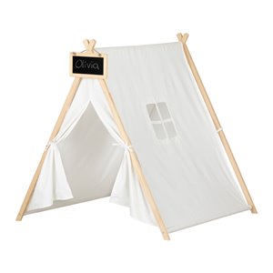 South Shore Furniture Sweedi Polyester Play Tent with Chalkboard - White