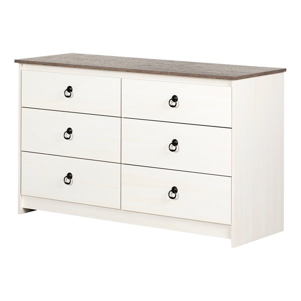 South Shore Furniture Plenny White Wash and Weathered Oak 6-drawer Double Dresser