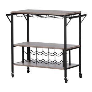 Chariot-bar rectangulaire en composite Munich de South Shore Furniture 37,5 po x 32,75 po, brun