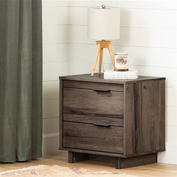 South Shore Furniture Fynn Fall Oak 2-Drawer Nightstand