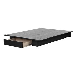 Grand lit plateforme Kanagane de South Shore Furniture, chêne noir