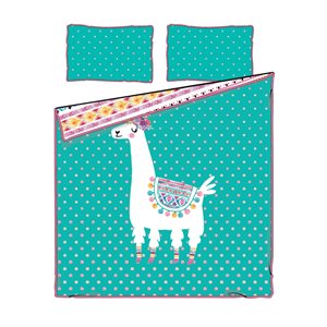 South Shore Furniture DreamIt Full-Size Comforter and Pillowcase - Turquoise and Pink - 2-Piece