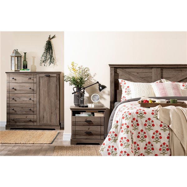 South Shore Furniture Avilla Fall Oak 5-Drawer and 1-Door Standard Chest