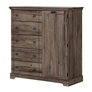 South Shore Furniture Avilla Fall Oak 5-Drawer and 1-Door Standard Chest