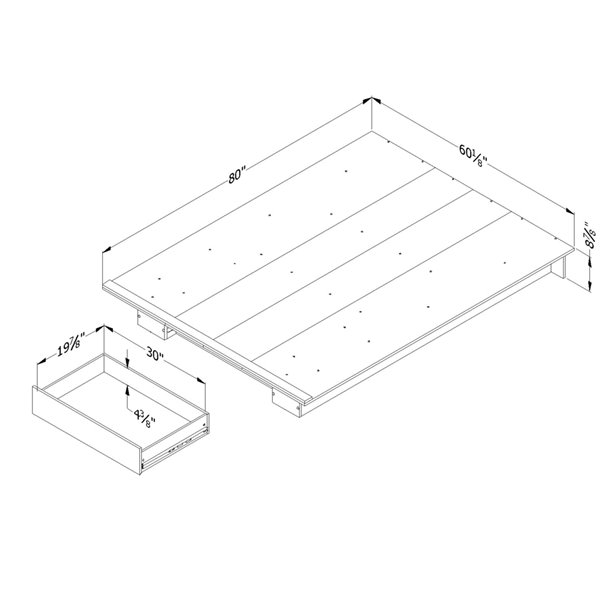 South Shore Furniture Kanagane QueenSize Platform Bed Pure White