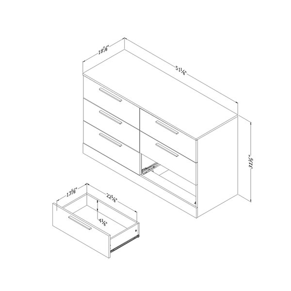 South Shore Furniture Step One Essential Grey Oak 6-drawer Double Dresser