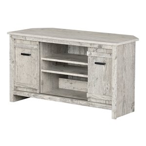 Meuble en coin pour téléviseur Exhibit de South Shore Furniture, blanc