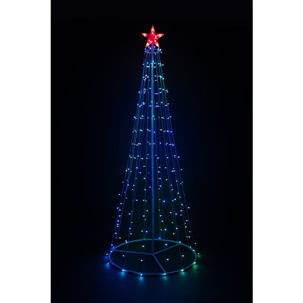 Hi-Line Gift Ltd. 1-Pack 82.67-in H Freestanding Christmas Tree Light Display with Colour Changing LED