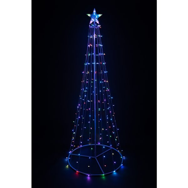 Hi-Line Gift Ltd. 1-Pack 82.67-in H Freestanding Christmas Tree Light Display with Colour Changing LED