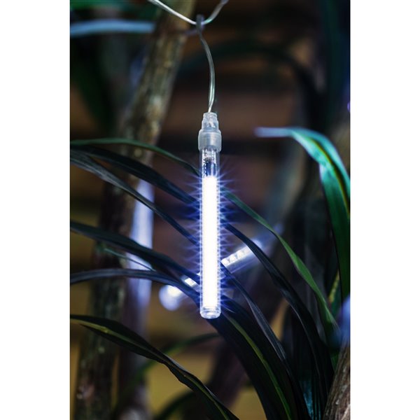 Hi-Line Gift Ltd. Plug-In Meteor Tube Bulb Integrated 12 LED String Light Set - White
