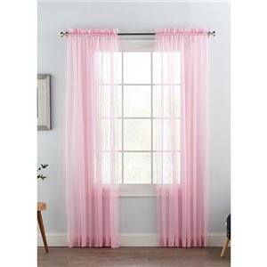 Panneau de voilage double rose pâle en polyester avec doublure entrelacée par Swift Home de 63 po