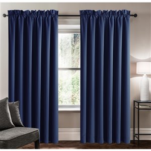 Swift Home 84-in Navy Blue Polyester Room Darkening Interlined Single Curtain Panel