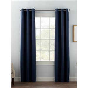 Panneau de rideau simple occultant bleu marine en polyester avec doublure entrelacée par Swift Home de 84 po