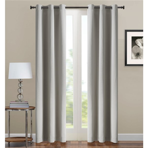 Panneau de rideau simple occultant gris en polyester avec doublure entrelacée par Swift Home de 84 po