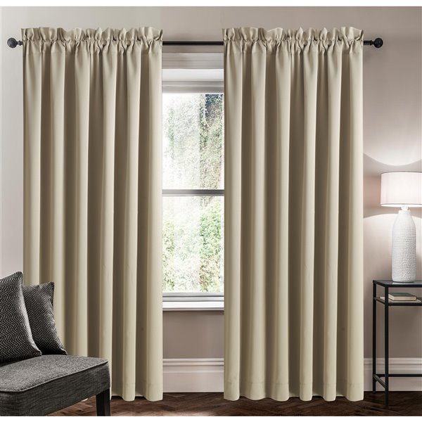 Swift Home 84-in Beige Polyester Room Darkening Interlined Single Curtain Panel