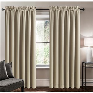 Panneau de rideau simple assombrissant beige en polyester avec doublure entrelacée par Swift Home de 84 po