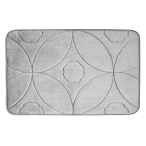 Tapis de bain gris pâle en polyester et mousse mémoire Swift Home, motif d'accolade, 17 po x 24 po