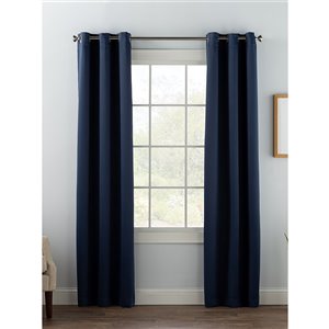 Swift Home 63-in Navy Blue Polyester Blackout Interlined Single Curtain Panel
