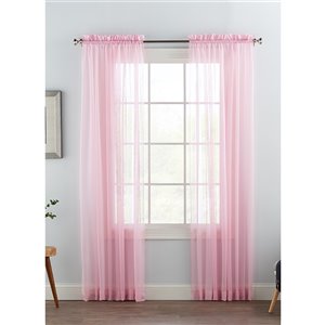 Swift Home 95-in Light Pink Polyester Sheer Interlined Curtain Panel Pair