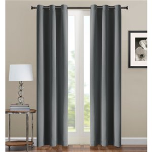 Panneau de rideau simple occultant gris anthracite en polyester avec doublure entrelacée par Swift Home de 95 po