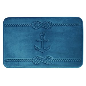 Swift Home Anchor 17-in x 24-in Teal Polyester Memory Foam Bath Mat