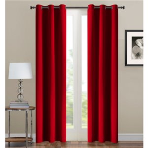 Panneau de rideau simple occultant rouge en polyester avec doublure entrelacée par Swift Home de 95 po