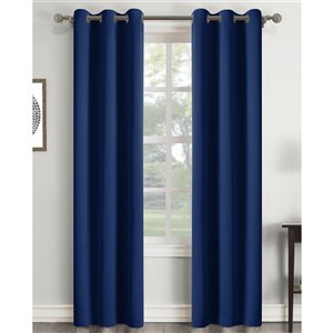 Panneau de rideau à œillets assombrissant bleu marine en polyester avec doublure entrelacée par Swift Home de 95 po