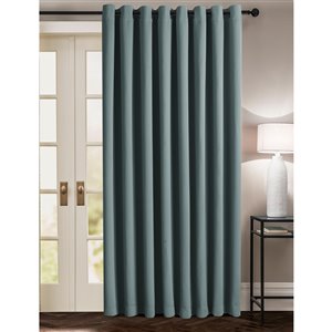Swift Home 100-in Grey Blue Polyester Blackout Interlined Single Curtain Panel
