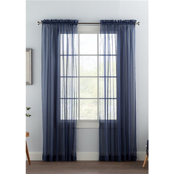 Swift Home 95 In Navy Blue Polyester, 95 Curtain Panels
