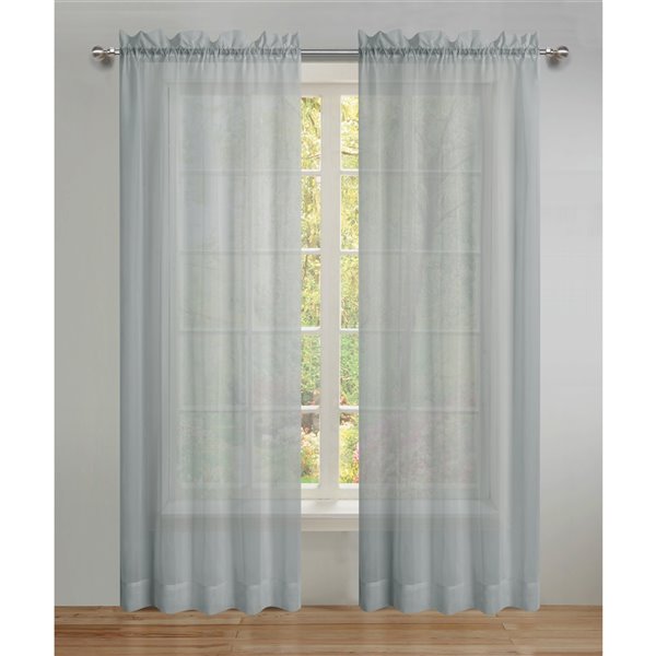 Panneau de voilage double gris en polyester avec doublure entrelacée par Swift Home de 63 po