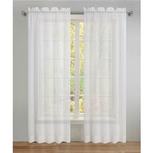 Swift Home 63-in White Polyester Sheer Interlined Curtain Panel Pair