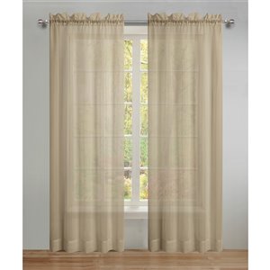 Swift Home 63-in Taupe Polyester Sheer Interlined Curtain Panel Pair