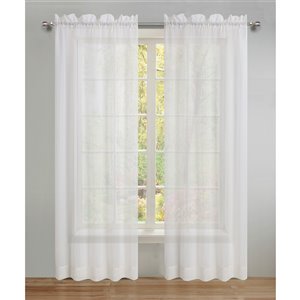 Swift Home 95-in White Polyester Sheer Interlined Curtain Panel Pair