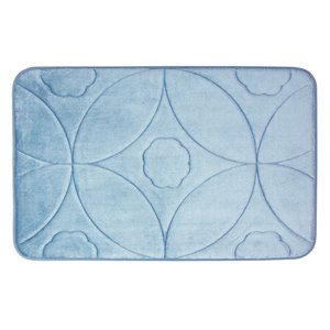 Tapis de bain bleu en polyester et mousse mémoire Swift Home, motif d'accolade, 20 po x 32 po