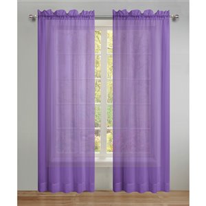 Panneau de voilage double mauve en polyester avec doublure entrelacée par Swift Home de 95 po