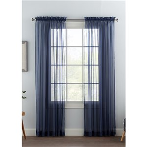 Panneau de voilage double bleu marine en polyester avec doublure entrelacée par Swift Home de 63 po