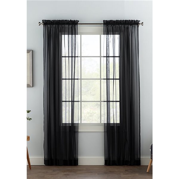 Swift Home 63 In Black Polyester Sheer, What Size Curtains For 63 Window