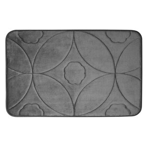 Tapis de bain gris foncé en polyester et mousse mémoire Swift Home, motif d'accolade, 20 po x 32 po