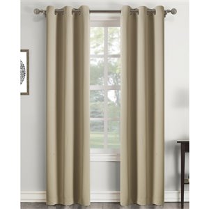 Panneau de rideau à œillets assombrissant beige en polyester avec doublure entrelacée par Swift Home de 63 po