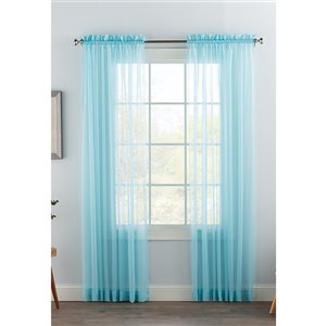 Panneau de voilage double bleu pâle en polyester avec doublure entrelacée par Swift Home de 84 po