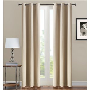 Swift Home 63-in Beige Polyester Blackout Interlined Single Curtain Panel