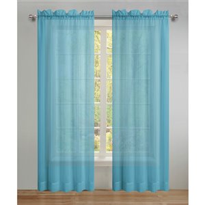 Panneau de voilage double turquoise en polyester avec doublure entrelacée par Swift Home de 95 po