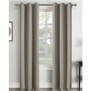 Panneau de rideau à oeillets assombrissant gris en polyester avec doublure entrelacée par Swift Home de 95 po