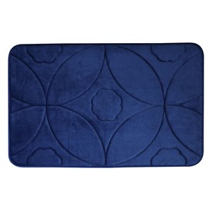 Tapis de bain bleu marine en polyester et mousse mémoire Swift Home, motif d'accolade, 17 po x 24 po